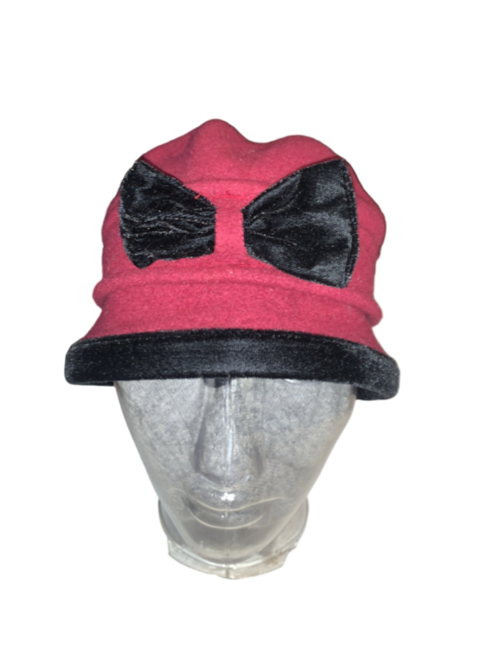 Women's PARKHURST Red & Black Wool Cloche Hat One Size